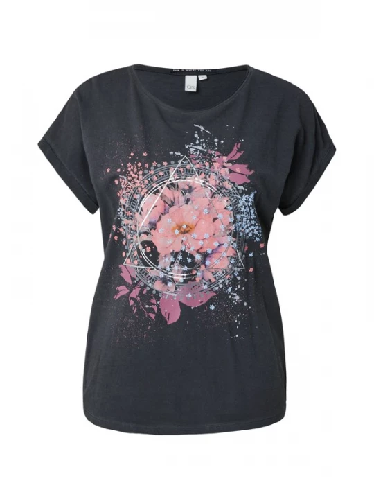 Foto van product QS Shirt lichtblauw / donkergrijs / rosa / wit