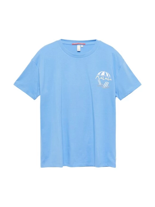 Foto van product QS Shirt lichtblauw / lichtgeel / greige / wit