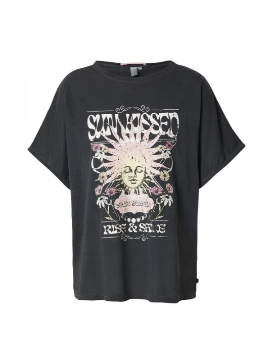 Foto van product QS Shirt lichtgeel / rosa / zwart / wit