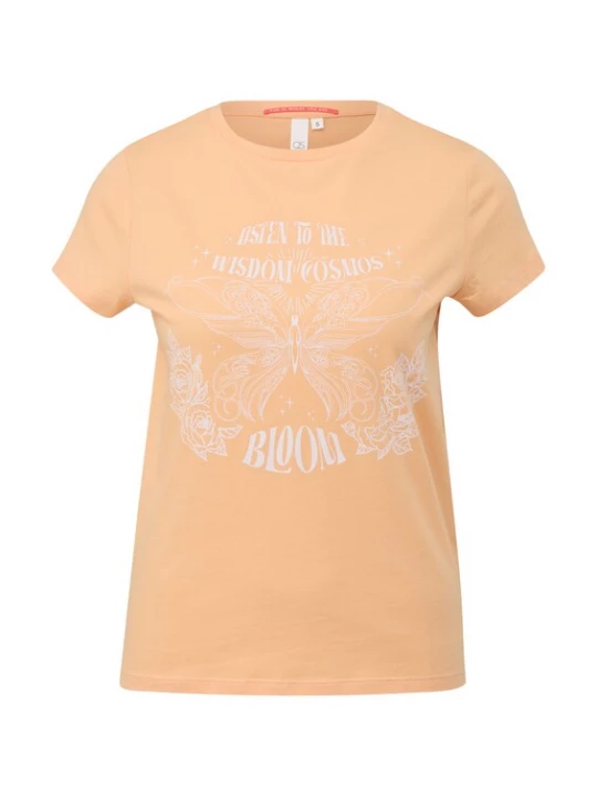 Foto van product QS Shirt lichtoranje / wit