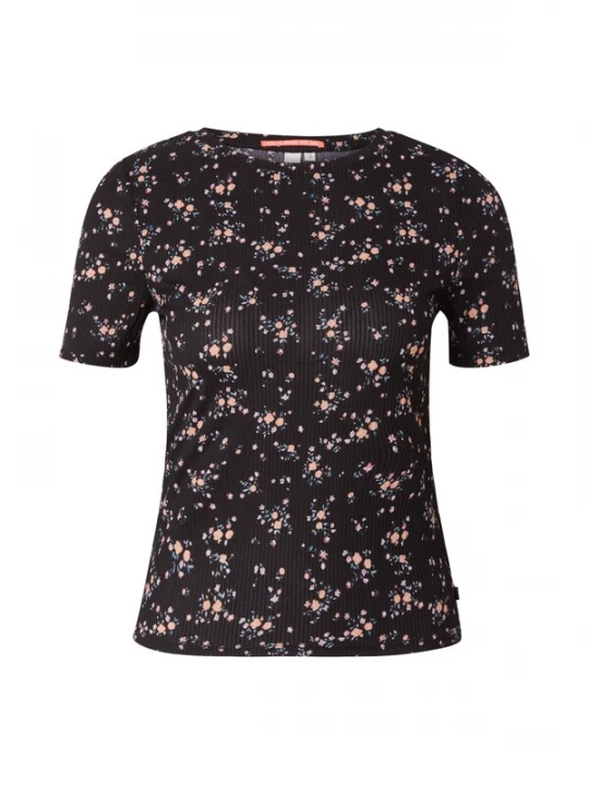 Foto van product QS Shirt mintgroen / pasteloranje / zwart / wit