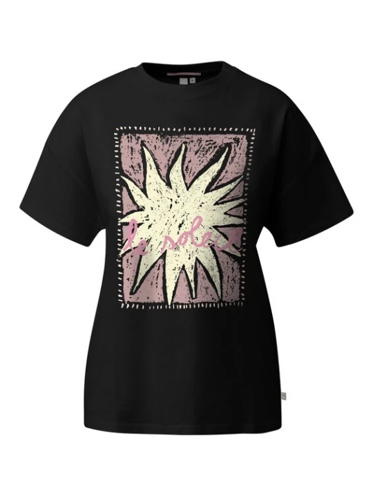 Foto van product QS Shirt oudroze / zwart / eierschaal