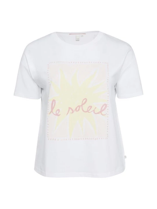 Foto van product QS Shirt pasteelgeel / wit