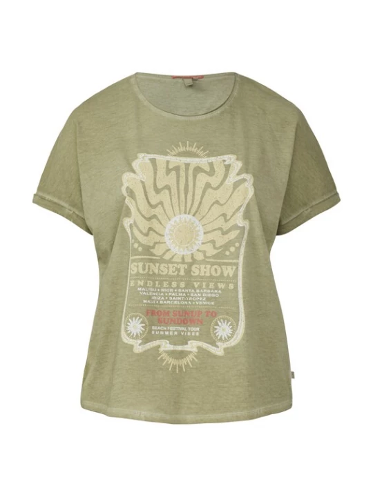Foto van product QS Shirt pastelgroen / groen gemêleerd / wit