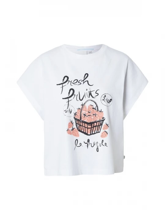 Foto van product QS Shirt pastelrood / zwart / wit