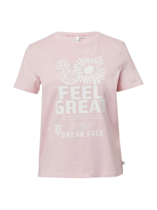 Foto van product QS Shirt rosa / wit