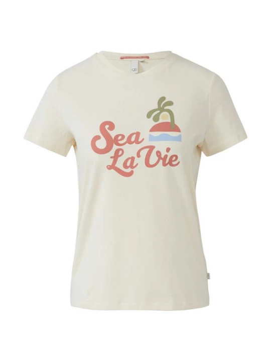 Foto van product QS Shirt sand / lichtblauw / olijfgroen / lichtrood