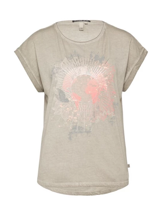 Foto van product QS Shirt taupe / pink / wit