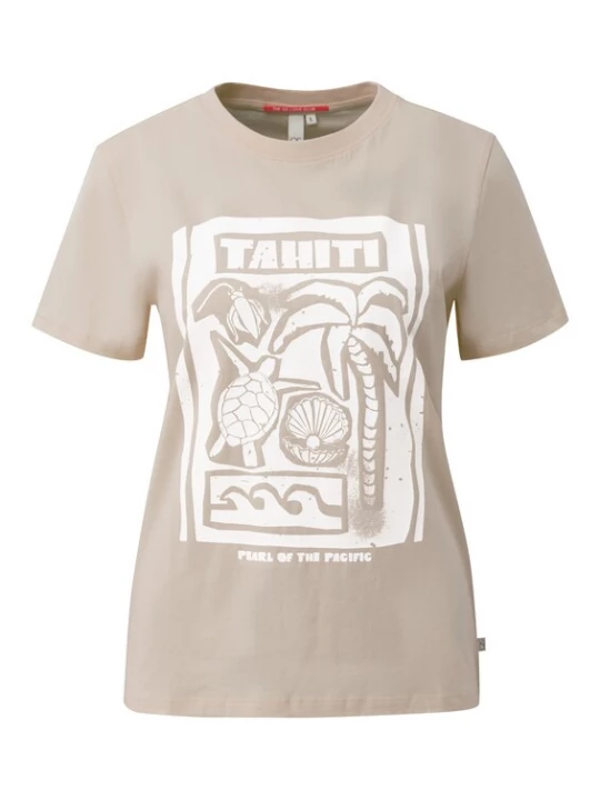 Foto van product QS Shirt taupe / wit
