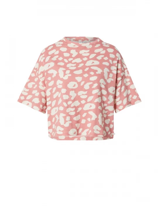 Foto van product QS Shirt zalm roze / wit
