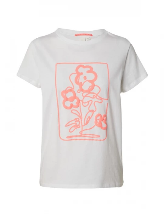 Foto van product QS Shirt zalm roze / wit