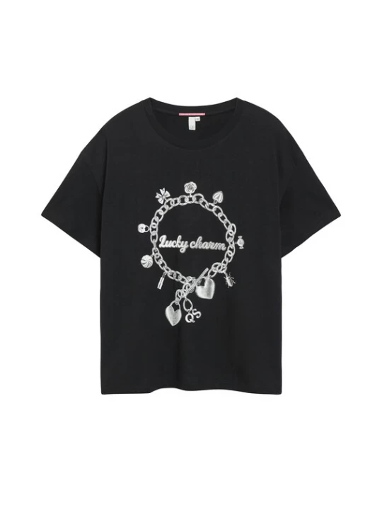 Foto van product QS Shirt zwart / zilver
