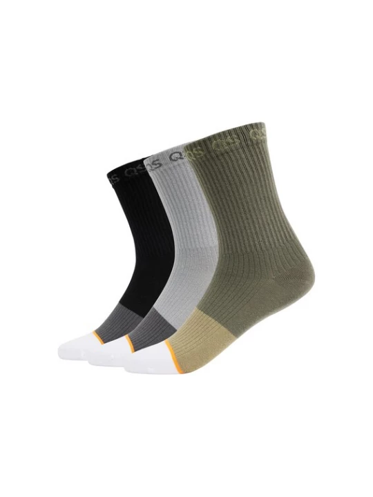 Foto van product QS Sokken lichtgrijs / kaki / zwart / wit