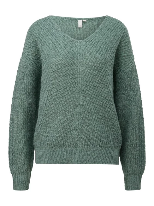 Foto van product QS Trui stone grey / jade groen