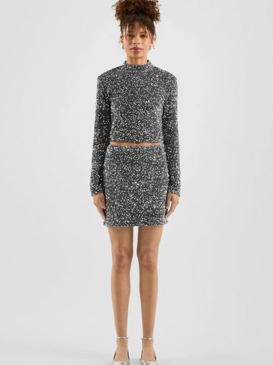 Foto van product QS x Vanessa Mai | Pailletten rok zilver