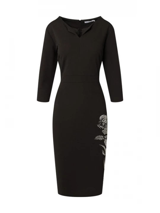 Foto van product Quiosque Cocktailjurk '4TN010' zwart gemêleerd / zilver