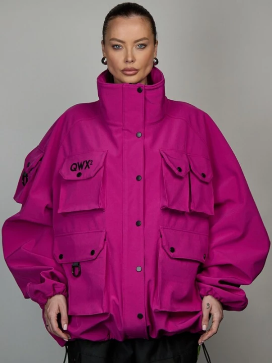 Foto van product QWX2 Functionele jas 'Oversized Softshell Jacket – Structured / Weather-Resistant' fuchsia