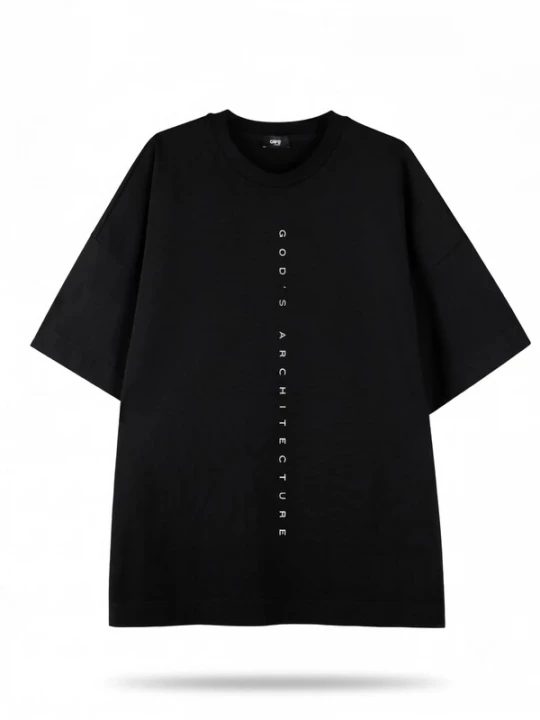 Foto van product QWX2 Shirt 'GOD' ARCHITECTURE' zwart