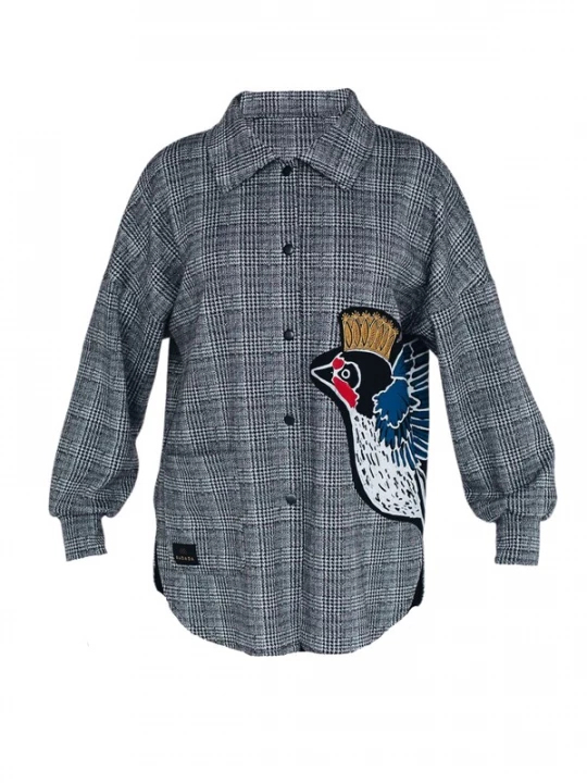 Foto van product RADADA Shirt 'Shirt with Swallow Motif check' donkergrijs / rood / zwart / wit