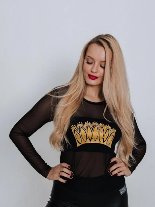Foto van product RADADA Top 'Black mesh Top Golden Crown' zwart