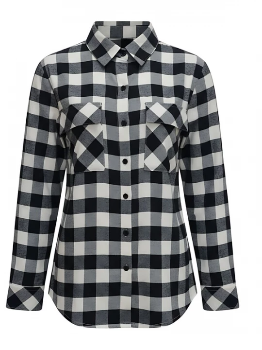 Foto van product Radwa Blouse 'Radwa Women’s Plaid Flannel' donkergrijs