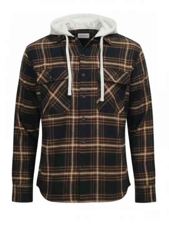 Foto van product Radwa Overhemd 'Mens flannel with hooddie' bruin