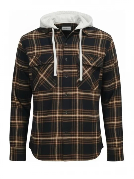 Foto van product Radwa Overhemd 'Mens flannel with hooddie' bruin