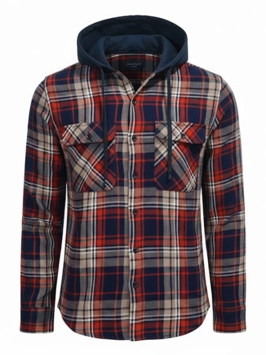 Foto van product Radwa Overhemd 'Mens flannel with hooddie' kersrood