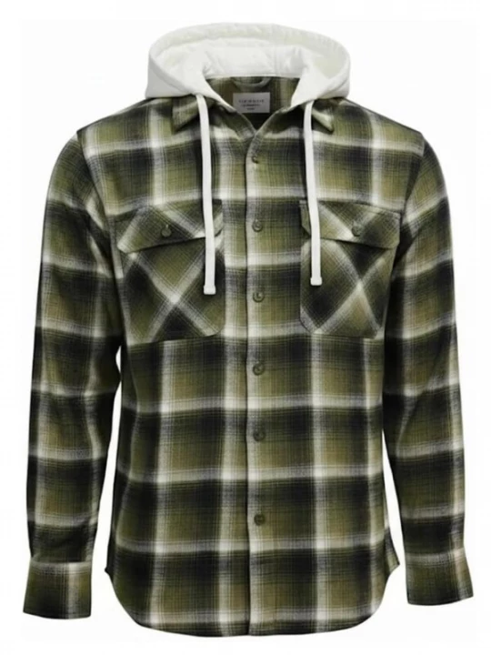 Foto van product Radwa Overhemd 'Mens flannel with hooddie' olijfgroen
