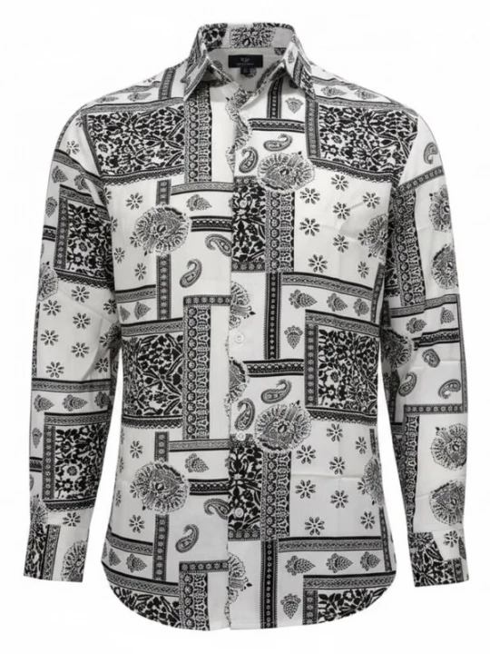 Foto van product Radwa Overhemd 'Men's Viscose multicolor pattern shirt' natuurwit