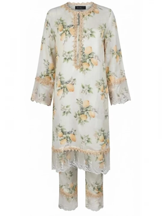 Foto van product Radwa Tuniek 'RADWA 2 PCs Women's Floral Co-ord Set' beige