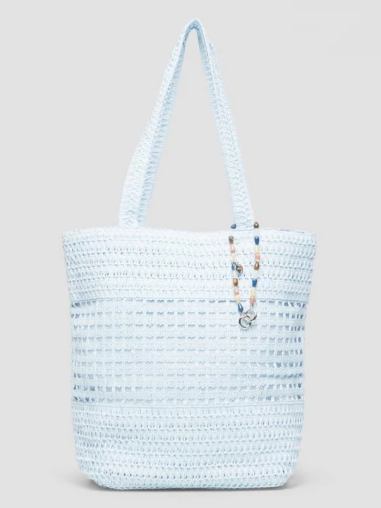 Foto van product Raffia-draagtas met ritssluiting en sieradenaccent s.Oliver blauw