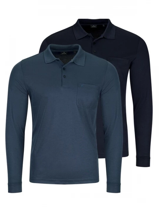 Foto van product Ragman Shirt 'Basic' blauw gemêleerd