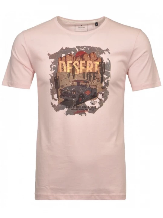 Foto van product Ragman Shirt brokaat / donkergrijs / rosa / donkerrood