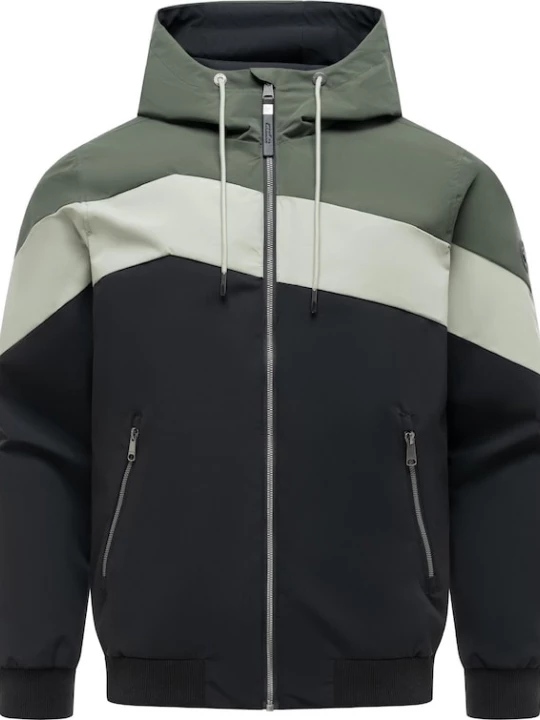 Foto van product Ragwear Functionele jas 'Stewie Block Youmodo' lichtgrijs / olijfgroen / zwart
