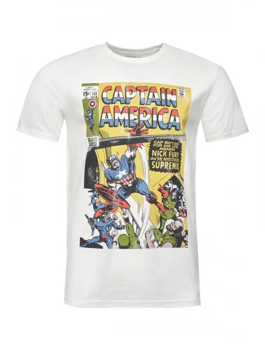 Foto van product Recovered Shirt 'Captain America Battles' ecru / gemengde kleuren