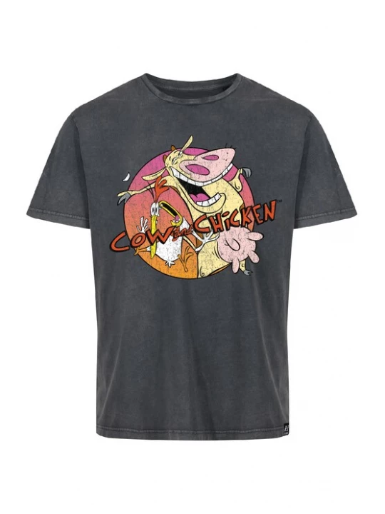 Foto van product Recovered Shirt 'Cow & Chicken' zwart