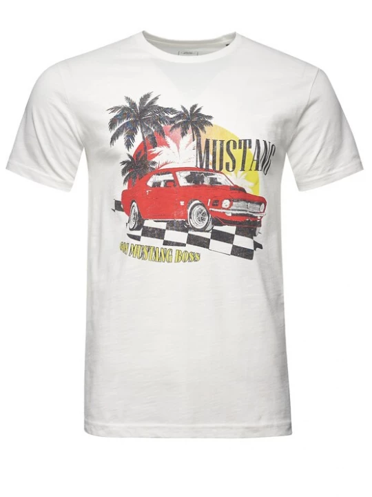 Foto van product Recovered Shirt 'Ford Tropical Mustang' ecru