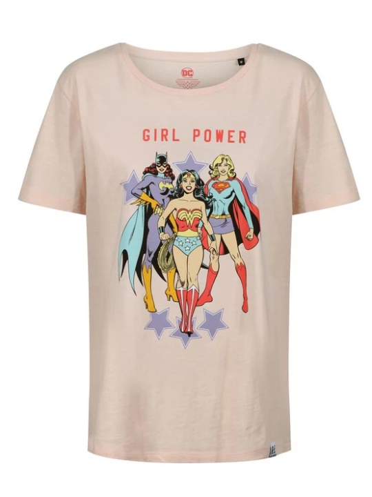 Foto van product Recovered Shirt 'Girl Power Heroes Slub' pink