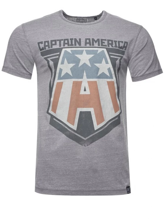 Foto van product Recovered Shirt 'Marvel Captain America Badge' grijs