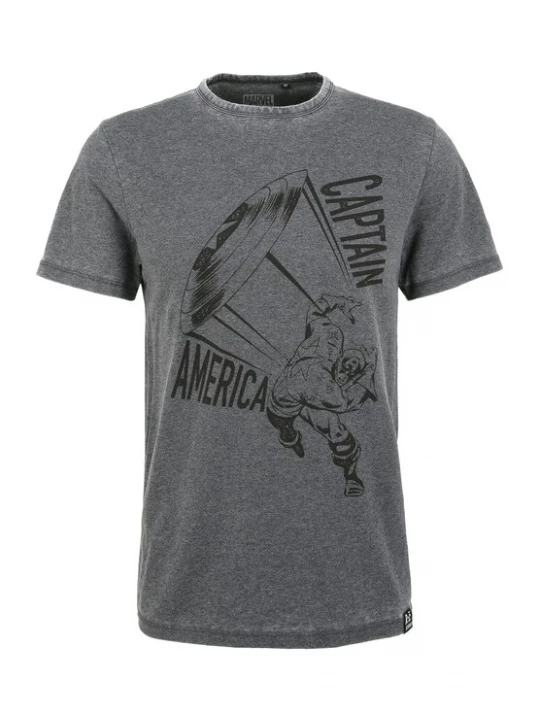 Foto van product Recovered Shirt 'Marvel Captain America Shield' donkergrijs