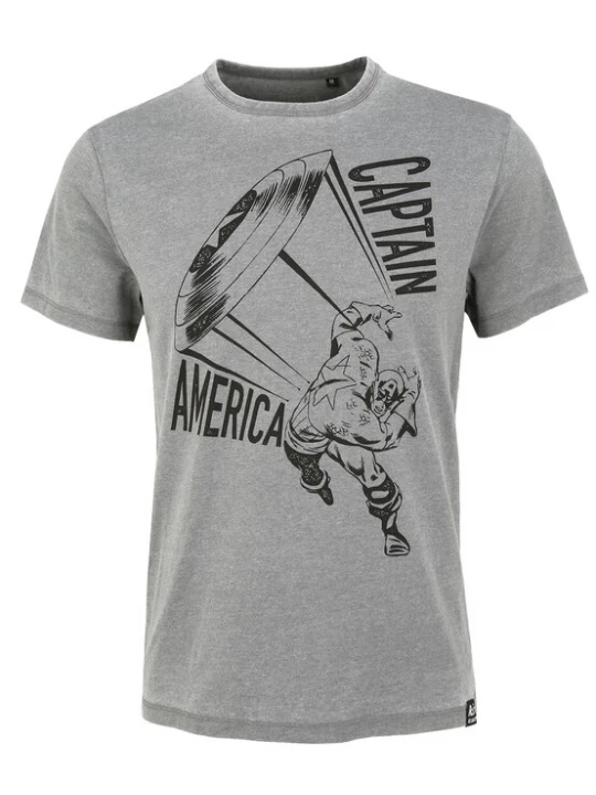 Foto van product Recovered Shirt 'Marvel Captain America Shield' grijs