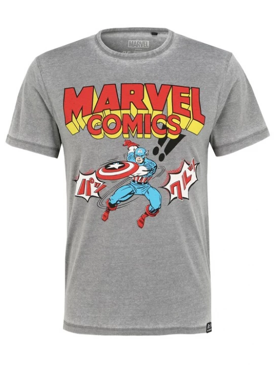Foto van product Recovered Shirt 'Marvel Comics Captain America Japan' lichtgrijs