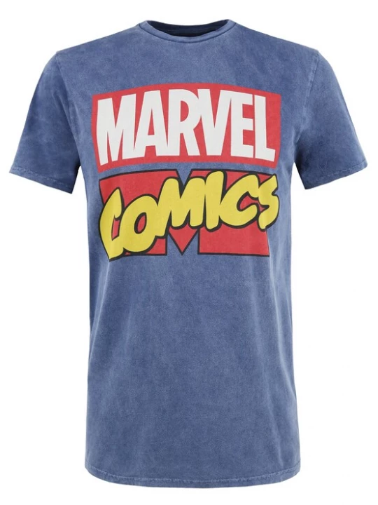 Foto van product Recovered Shirt 'Marvel Comics Classic Retro Logo' blauw