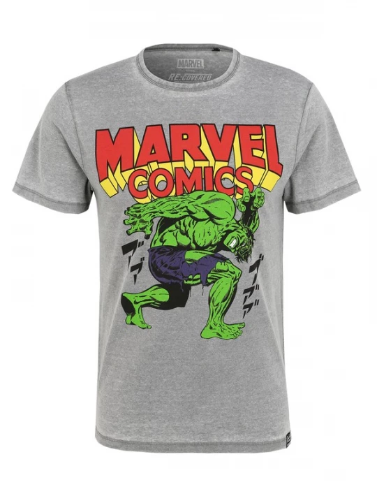 Foto van product Recovered Shirt 'Marvel Comics Hulk Japan Washed' lichtgrijs