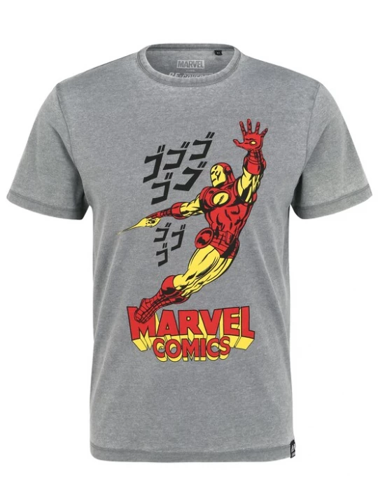 Foto van product Recovered Shirt 'Marvel Comics Iron Man' lichtgrijs
