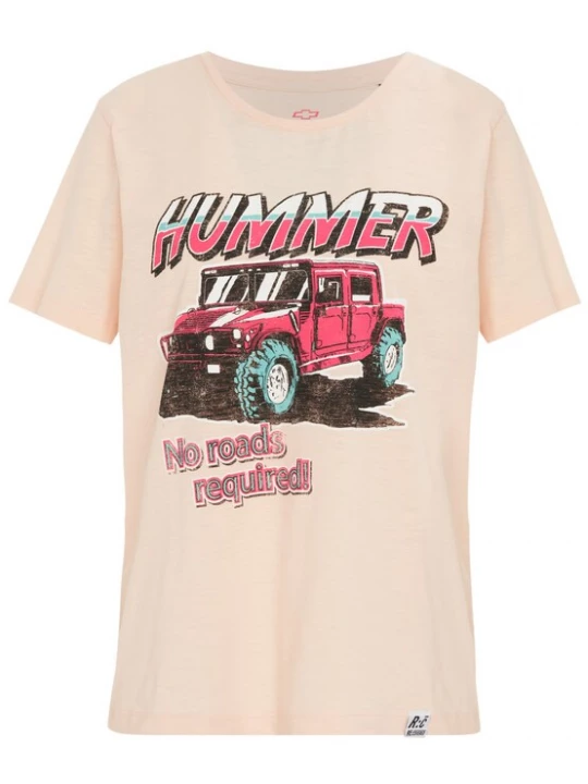 Foto van product Recovered Shirt 'No Roads Required Hummer' oudroze