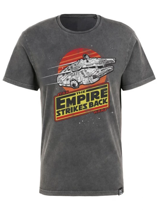 Foto van product Recovered Shirt 'Star Wars Empire Strikes Back Millenium Falcon' donkergrijs