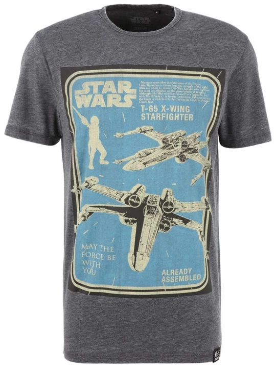 Foto van product Recovered Shirt 'Star Wars X-Wing Assembled' donkergrijs