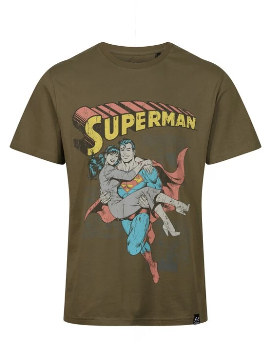 Foto van product Recovered Shirt 'Superman Comic Graphic' kaki